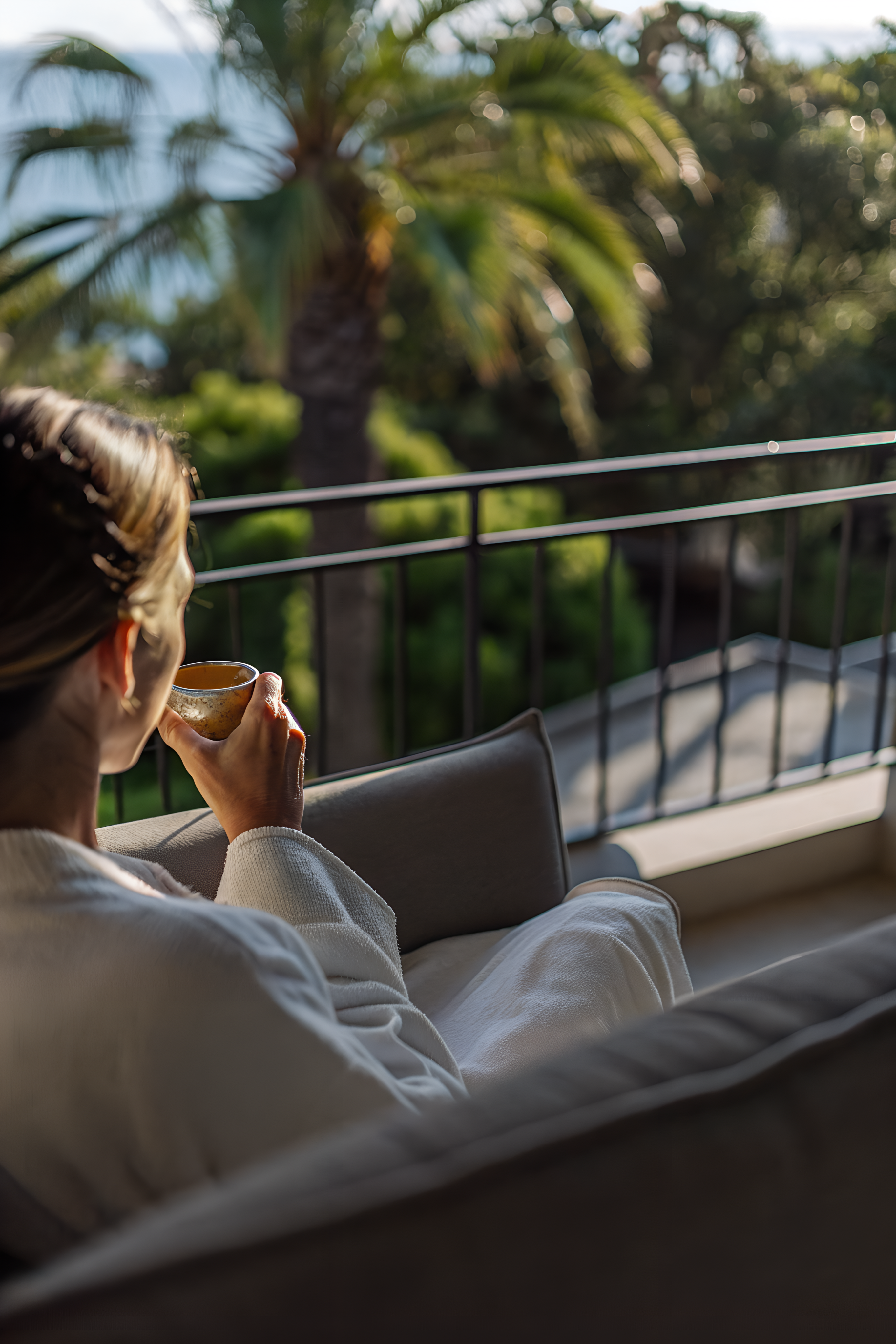Peaceful morning on Mediterranean terrace